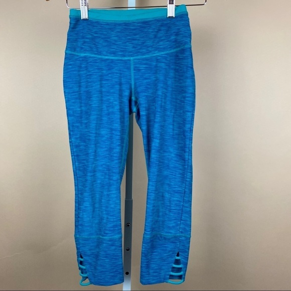 Prana XS Turquoise Tori Yoga Capri Dragonfly Leggings Jewel Tone Boho Running - Picture 3 of 8